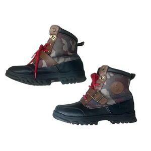 Kids‎ Polo Ralph Lauren Camo Duck Boots Red Laces Size 2.5 Boys Girls